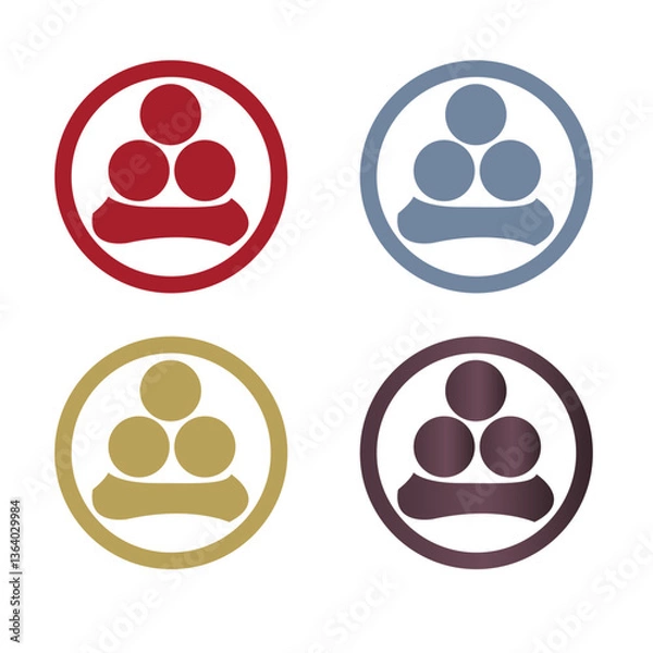 Obraz カラー家紋：丸に三つ星に一の字（透過可）