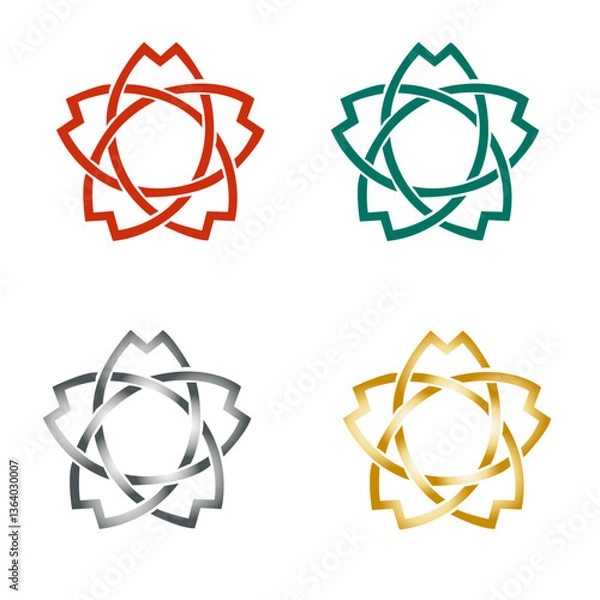 Obraz カラー家紋：釜敷き山桜（透過可）