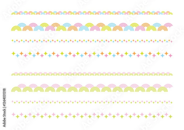Fototapeta かわいいにぎやかな罫線の飾りイラスト