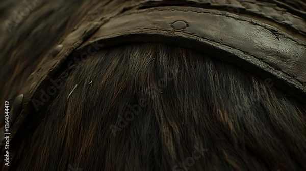 Obraz Close-up of dark brown fur with leather strap.