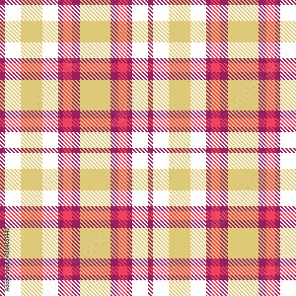 Fototapeta Rich Dark Magenta and Muted White Seamless Tartan Textile Design