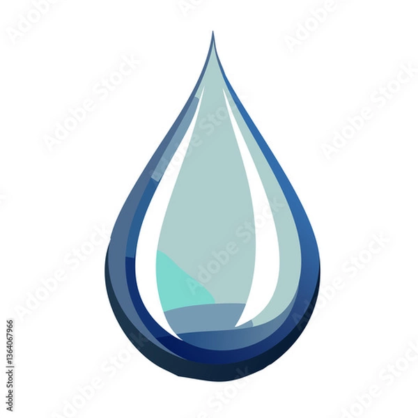 Obraz Blue water drop icon with clear, shiny, and transparent appearance