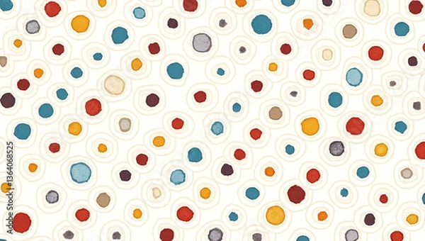 Fototapeta Whimsical Hand Painted Circle Tile Pattern for Fun Illustrations & Designs