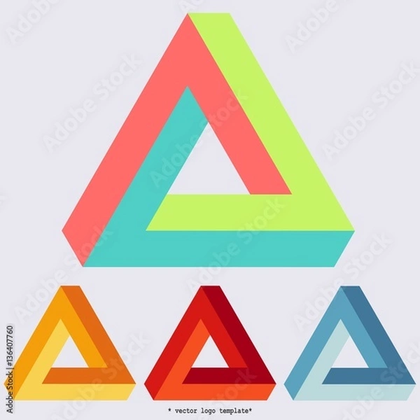 Fototapeta Penrose triangle. Vector logo template. Impossible triangle shape.