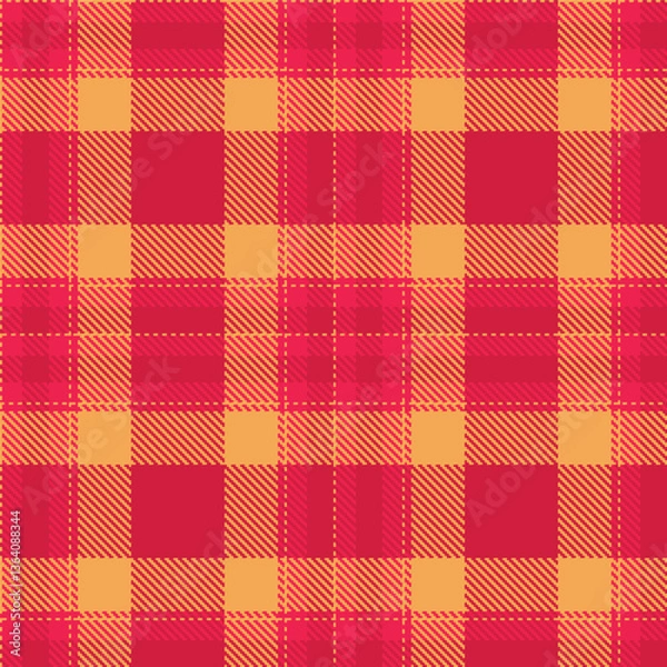 Fototapeta Vivid Pale Orange and Dark Red Pink Seamless Tartan Textile Design