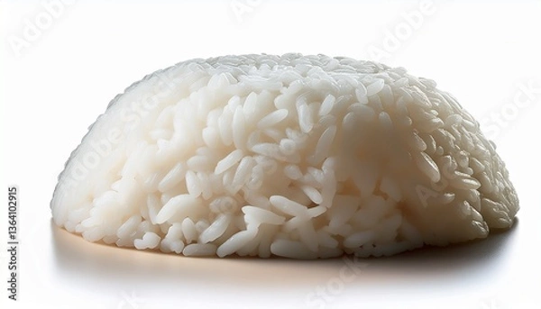 Obraz Perfectly Cooked Rice: A close-up shot of a perfect mound of cooked, white rice, evoking the essence of purity, simplicity, and culinary delight. It's a versatile staple, ready to complement any dish.