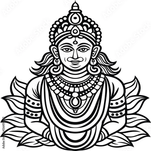 Obraz  Sharad Purnima God Design Line Art Vector