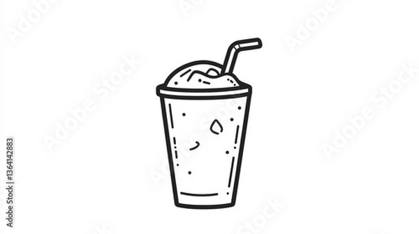 Fototapeta A minimalist vector design of an iced coffee icon, showcasing a cold beverage with a straw. AI generative