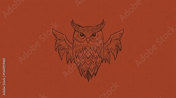 Fototapeta Angry Owl Tattoo Design with Red Background.