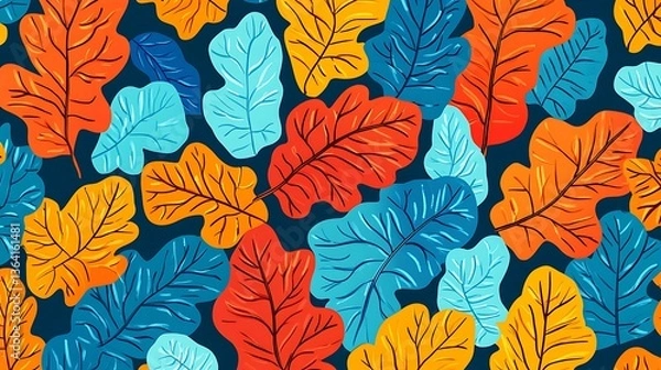 Obraz Colorful Autumn Oak Leaves Pattern. (53)
