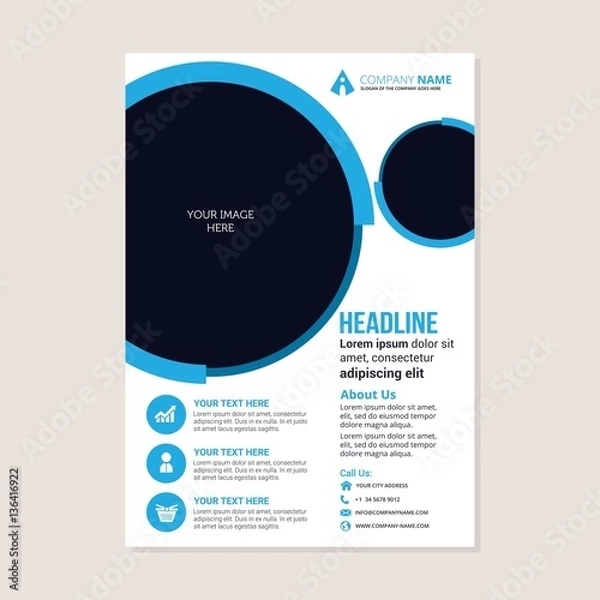 Fototapeta Corporate business annual report brochure flyer design. Leaflet cover presentation. Flier with Abstract geometric background. Modern publication poster magazine, layout template A4 flyer