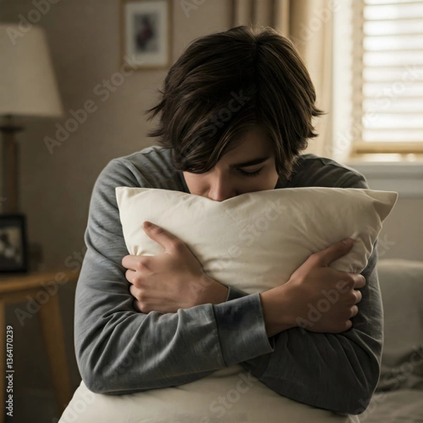 Fototapeta Sometimes a pillow helps us get through a bad time.
