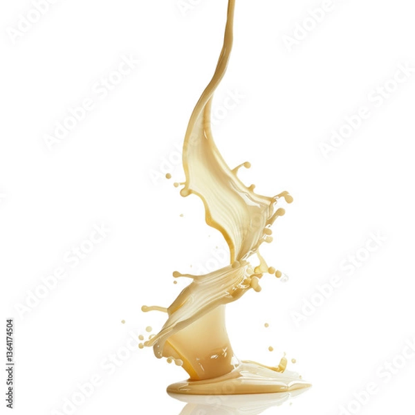 Obraz Fluid liquid splash creating dynamic motion with vibrant color and texture on a plain Transparent Background, illustrating energy and creativity in design