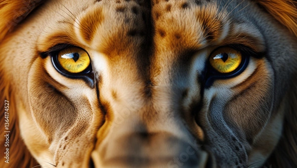 Obraz Hyper zoom on a lion's eyes, capturing every detail of its intense gaze