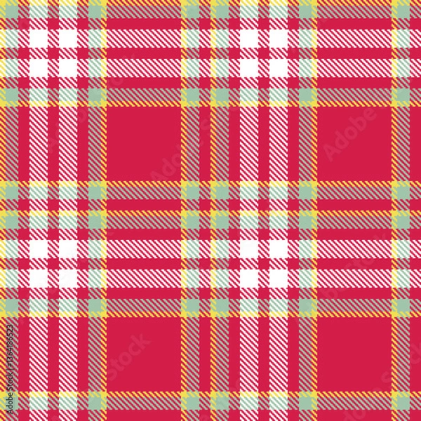 Fototapeta Vivid Ruby and Rich Dull Yellow Seamless Tartan Textile Design