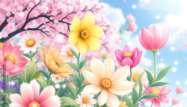 Obraz pink flowers background