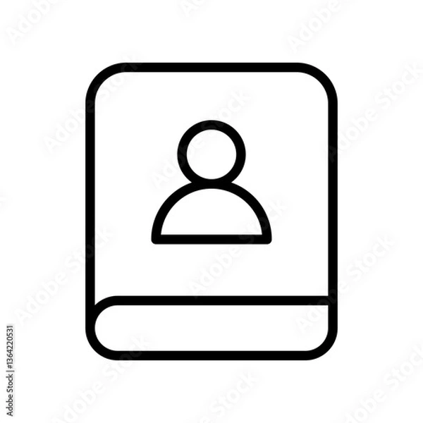 Fototapeta Phone book line icon. Contact icon. Phone or chat icon isolated on white background. Transparent background, minimalist symbol. Vector images