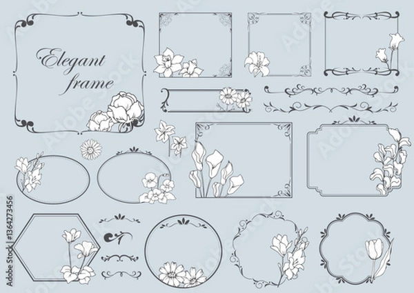 Obraz エレガントな花のフレームセット
