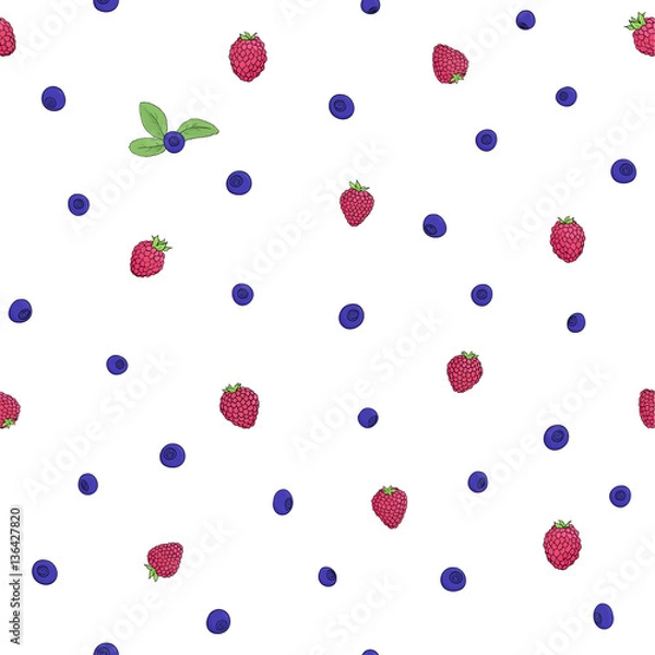 Fototapeta raspberry blueberry pattern