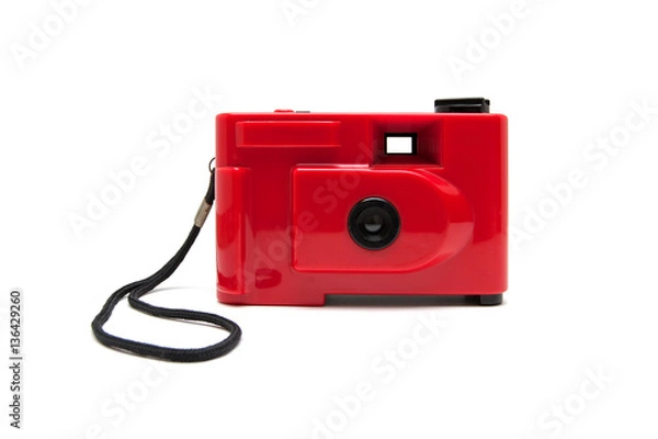 Obraz Disposable camera isolated on white background