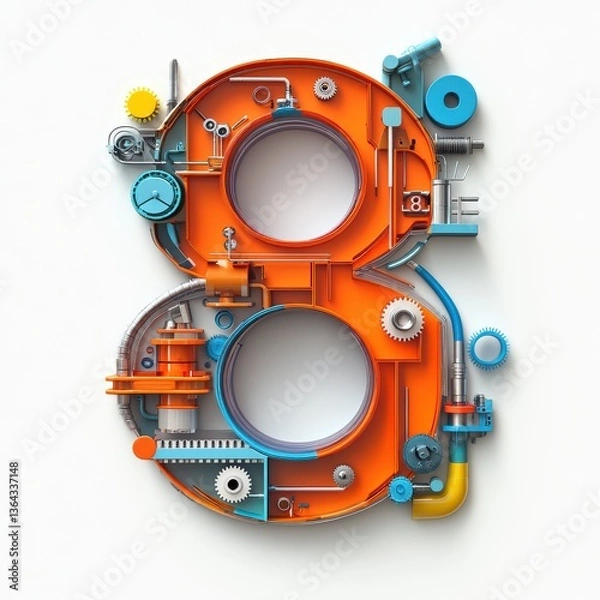 Fototapeta Engineering-themed number 8