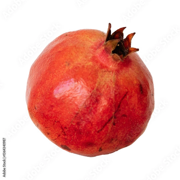 Obraz Whole fresh red pomegranate fruit isolated on transparent background.