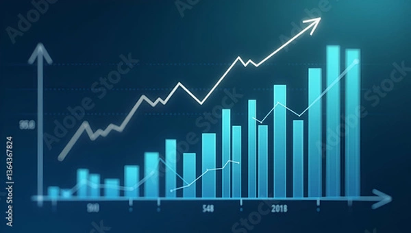 Fototapeta Flat Stock Market Analyst: Annual Investment Strategies & Economic Growth Charts in a Cute Vector Illustration for Smart Business Planning