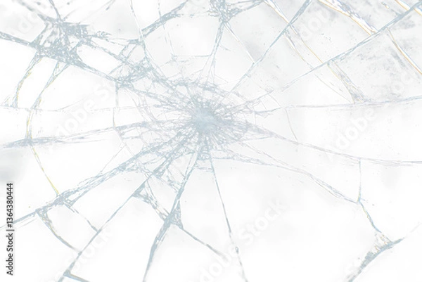 Obraz Close-up of a shattered glass screen with a spiderweb crack pattern on Transparent background.