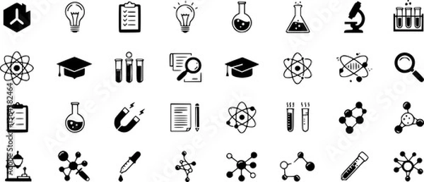 Obraz Vector black science icon set
