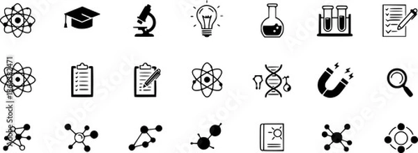Obraz Vector black science icon set
