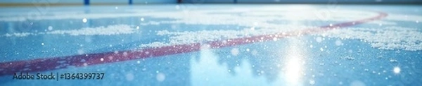 Obraz Close up of ice rink floor surface in winter time, perfect for ice hockey matches and training,  cold,  texture