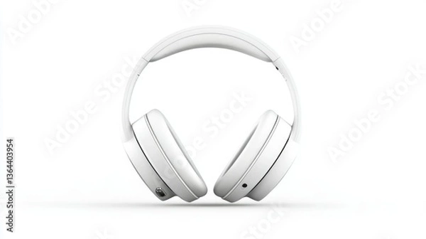 Obraz  Sleek White Over Ear Headphones with Minimalist Design Isolated on White Background