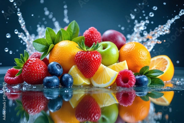 Obraz fresh fruit in water splash