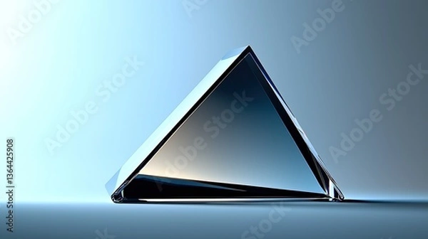 Obraz A transparent glass triangular prism against a graduated blue background