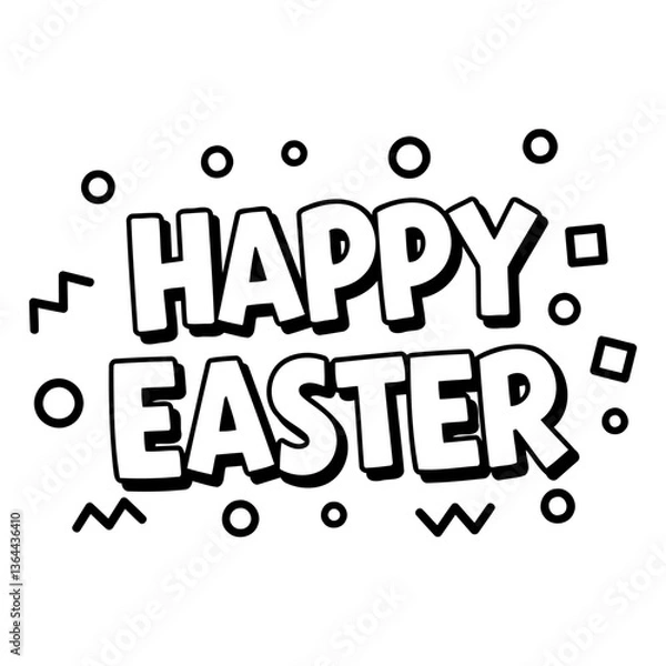 Fototapeta Happy Easter graphic, bold font,  marketing