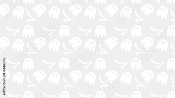 Fototapeta Playful gray seamless pattern showcasing spooky ghosts and dynamic curves, ideal for holiday decorations or themed design projects.