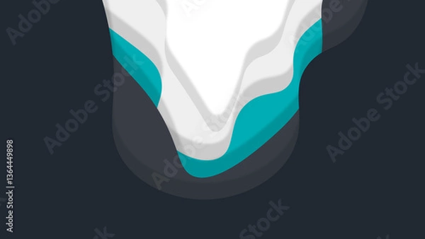 Fototapeta 1Abstract layered artwork in a modern style highlighting bold curves, vibrant teal, and white contrast, set against a black background. Perfect for contemporary art, web design, or creative projects.