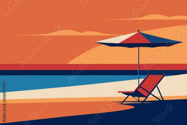 Obraz beach chairs and umbrella