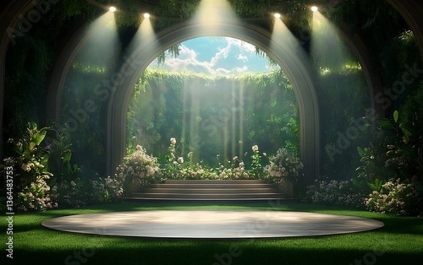 Obraz Lush Garden Stage, Sunlight Through Arch