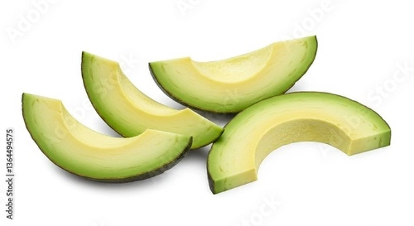 Fototapeta Ripe Green Avocado Slices on White Background