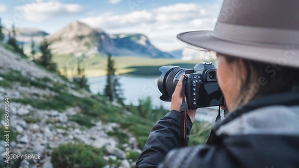 Fototapeta Mountain landscape grapher DSLR scenic view nature adventure travel capture moment