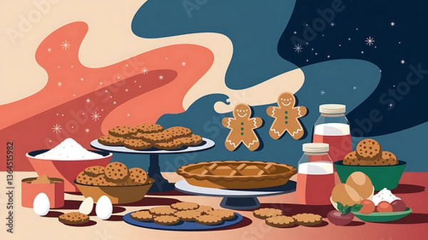 Obraz Colorful still life of baking ingredients and treats