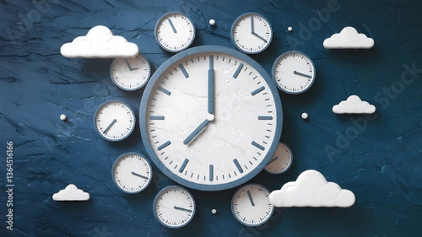 Obraz Time management multiple clocks cloud-based scheduling