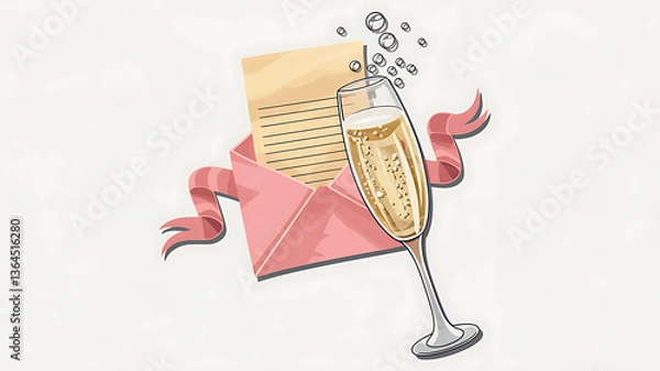 Obraz Champagne toast with a love letter a celebratory concept