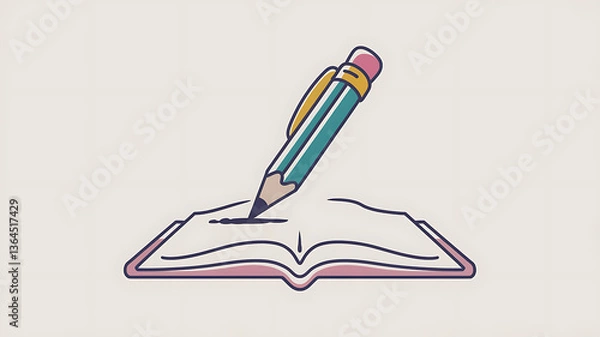 Obraz Open book with a pencil writing