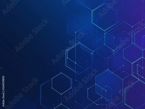 Fototapeta Abstract geometric pattern featuring hexagons on a gradient blue background for digital design