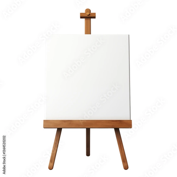 Fototapeta Blank White easel for painting on Wooden Display Stand Mockup isolated on transparent background. Generative ai