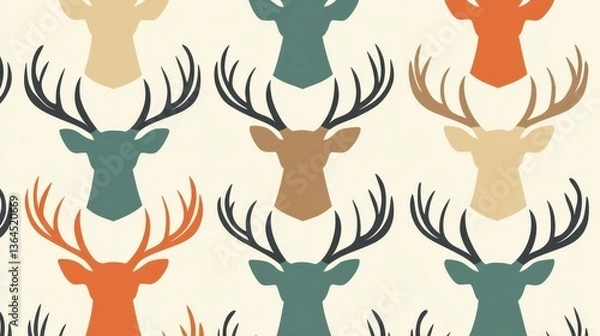 Obraz Colorful Deer Antler Pattern Seamless Design.