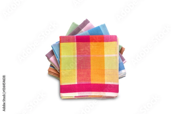 Obraz stack of folded handkerchiefs isolated on white background