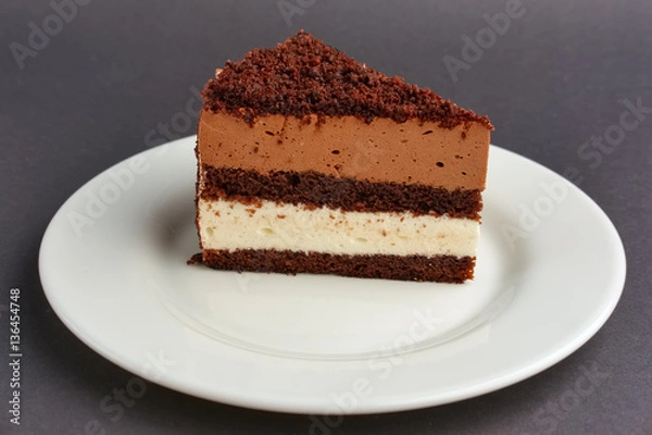Fototapeta portion of chocolate layer cake on plate